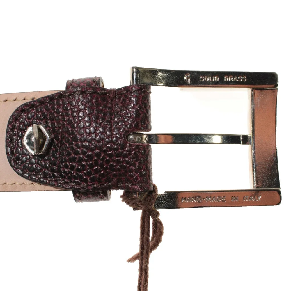 Di Bianco NWT Cut to Size Dress Belt In Dark Red Pebbled Leather One Size
